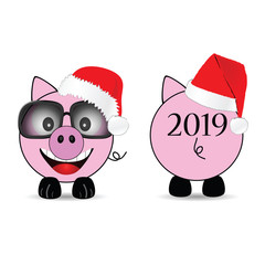 New Year Chinese 2019 of the pig vector illustration set two