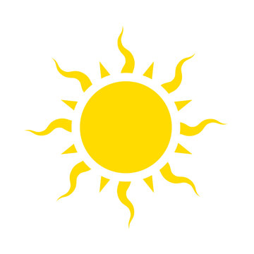 Icon sun with curved beams, vector flat illustration.
