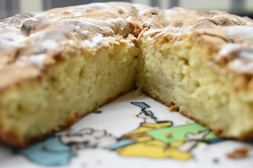 apple pie food dessert icing sugar close-up