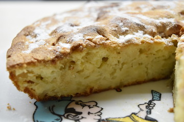 apple pie food dessert icing sugar close-up
