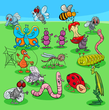 cartoon insects characters group