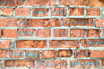 Fototapeta premium old crumbling and weathered brickwork covered in cracks-background image