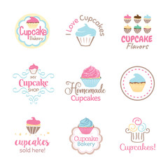 Cupcake Logo Icon Banner Design Set