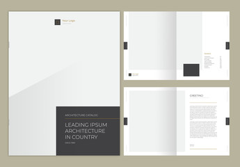 Catalog Layout with Gray and Gold Accents