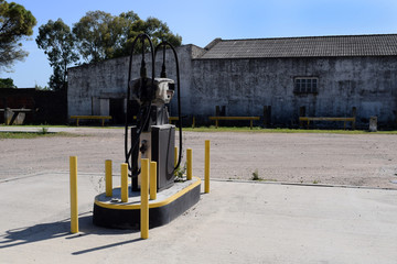 car service station for refueling gasoline, abandoned. abandoned gas station