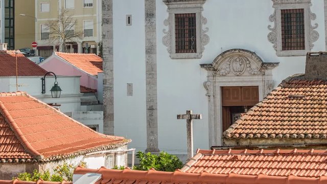 Cathedral in Odivelas, Portugal. Beautiful day view. District of Lisbon.