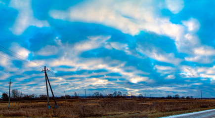 Nature of moscow region 26.11.2018.Cold autumn sky.Autumn sky over the countryside.
