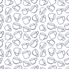 Seamless background of teacups