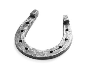 Iron horseshoe as a symbol of good luck on isolation