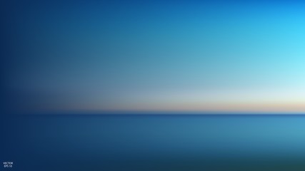 Abstract aerial panoramic view of sunrise over ocean. Nothing but sky and water. Beautiful serene scene. Vector illustration © Ra