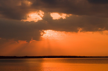 Clouds over the lake at sunset