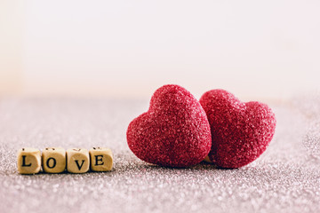 Valentines day heart. Red heart on a silver background. Heart of marmalade. Candy heart. Background...