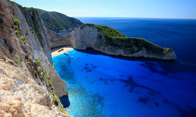 Greece, the island of Zakynthos. Beautiful view from above to Navagio beach