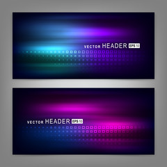 Abstract colorful dynamic elements, shiny space. Website header or banner set. Vector illustration EPS10