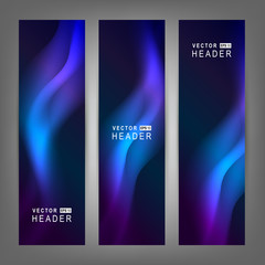 Abstract colorful dynamic elements, shiny space. Website header or banner set. Vector illustration EPS10