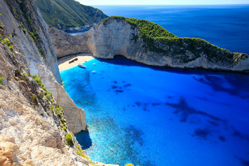 Greece, the island of Zakynthos. Beautiful view from above to Navagio beach