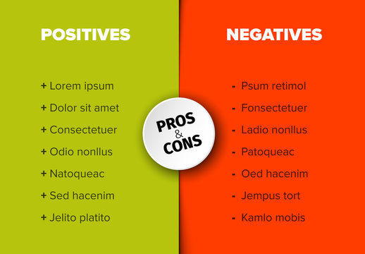 Pro and Con Comparison Table Layout