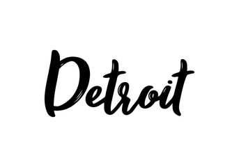 Detroit - hand drawn lettering name of USA city. Handwritten inscription. Vector illustration.