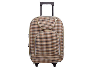 Fashionable suitcase isolated on white.