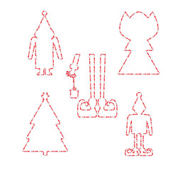 Candy Cane Frames Border Christmas Shapes Set. Vector christmas design isolated on white background