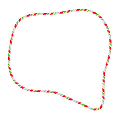 Candy Cane Frame Border Random Shape. Vector christmas design isolated on white background