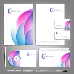 Corporate identity template for business artworks. Editable corporate identity template - design including CD, letterhead blank, envelope and visiting card. Vector illustration