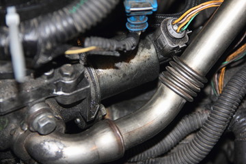 EGR valve on old diesel car engine - recycling shut-off, vehicle repair
