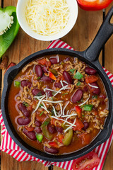 Chili con carne style stew with ground beef and beans
