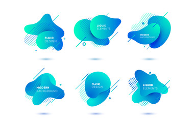 Dynamical colored graphic elements. Gradient abstract banners with flowing liquid shapes. Template for the design of a logo, flyer or presentation. Vector illustration.