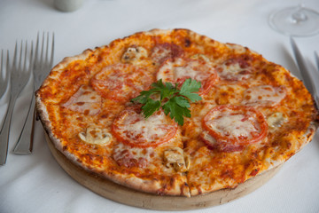 pizza with mushrooms and cheese