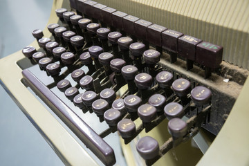 Old black typewriter vintage typewriter with round keys