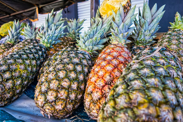 Pineapples at a free street fair in Brazil