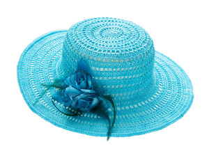 Woman`s summer blue hat. Crochet hat.