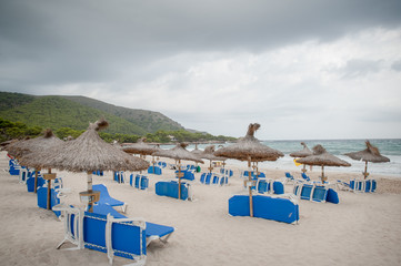 chairs and umbrellas on the beach