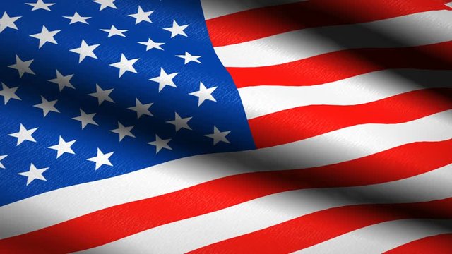 United States Flag Waving Textile Textured Background. Seamless Loop Animation. Full Screen. Slow motion. 4K Video Footage