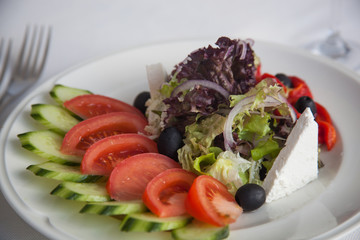 fresh salad with tomatoes and cheese
