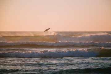 Surf sunset wipeout - obrazy, fototapety, plakaty