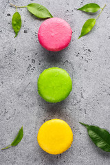 Colorful French sweet Macaroons dessert cake