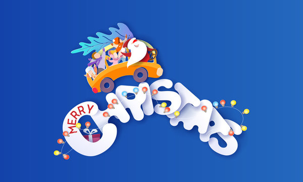 Merry Christmas design card with Santa Claus