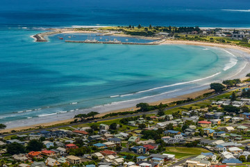A favorite surfing spot on the Australian Pacific coast in Apollo Bay.