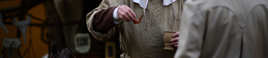 Glückwünsche mittelalter banner für footer mit Händen