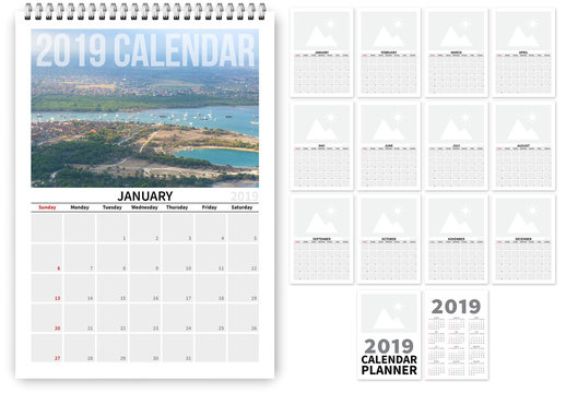 2019 Calendar Layout with Photo Elements