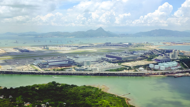 A View Of Hong Kong International Airport From Above From Lantau Island