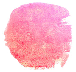Fototapeta premium Plastic Pink watercolor stain on white background isolated with texture