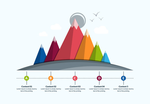 3D Mountain Range Infographic Layout