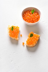 Sandwiches with red caviar