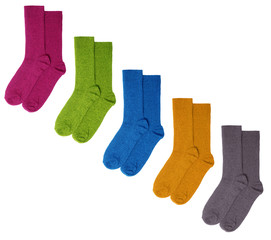 Colorful socks isolated on white background