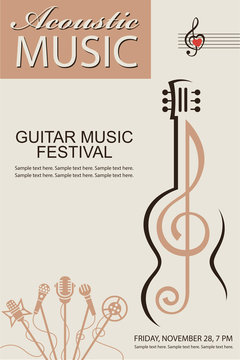 banner with guitar for acoustic music concert or festival