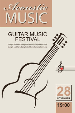 banner with guitar for acoustic music concert or festival