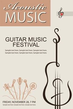 banner with guitar for acoustic music concert or festival